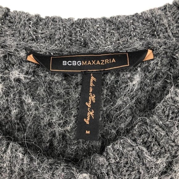 BCBGMaxazria Wool & Alpaca buttoned grey sweater mini dress - Picture 3 of 13